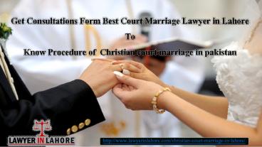 Procedure of Christen court marriage in pakistan