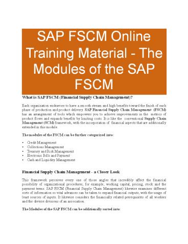 SAP FSCM Training in Hyderabad