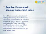 Resolve Yahoo email account suspended issue