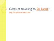 Costs of traveling to Sri Lanka?!