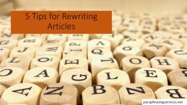 5 Tips for Rewriting Articles