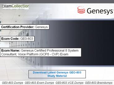 Download Examcollection GE0-803 Dumps