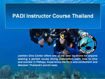 Padi Instructor Course Thailand