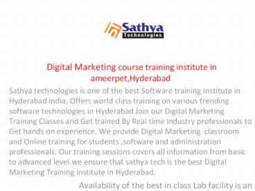 Digital Marketing training institute in Hyderabad