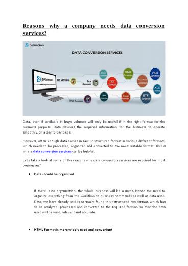 Reasons why a company needs data conversion services