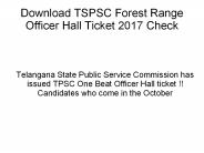 Telangana TSPSC Forest Range Officer Hall Ticket 2017