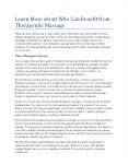 Learn More about Who Can Benefit from Therapeutic Massage PowerPoint PPT Presentation