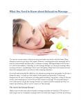 What You Need to Know about Relaxation Massage PowerPoint PPT Presentation