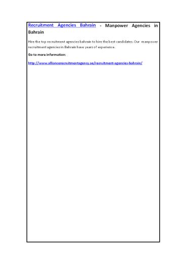 Recruitment Agencies Bahrain - Manpower Agencies in Bahrain