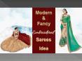 Designer Sarees: Fancy Georgette Chiffon Half Saree Blouse with Embroidery Designs Collection Online