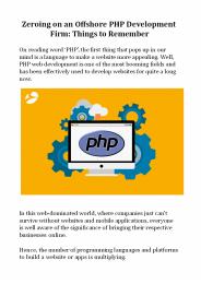 Zeroing on an Offshore PHP Development Firm: Things to Remember