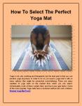 How to Select the Perfect Yoga Mat PowerPoint PPT Presentation