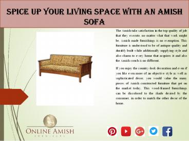 Spice Up Your Living Space with an Amish Sofa