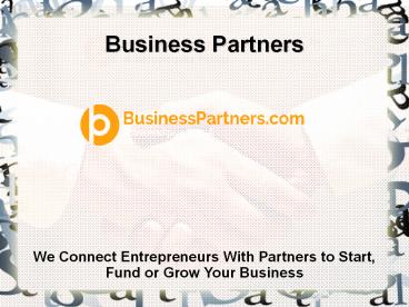 looking for business partners