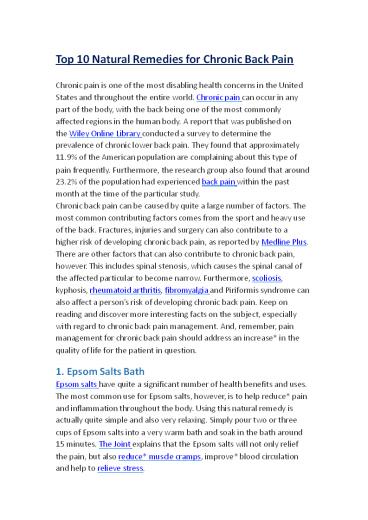 Chronic Back Pain Natural Remedies