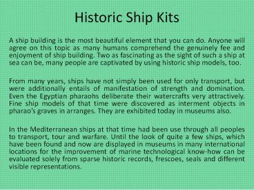 Historic Ship Kits
