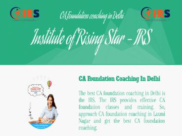 CA Foundation coaching in Delhi | CA Foundation Coaching