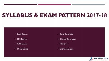 Latest Syllabus & Exam Pattern 2017 for SSC/ RRB/ UPSC/ Govt Exams