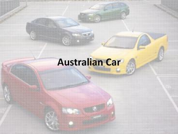 Australian Car History and future