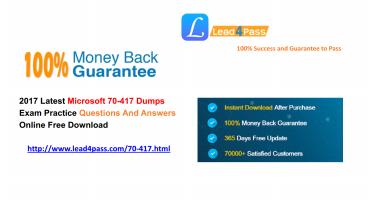 2017 Latest Microsoft 70-417 Dumps PDF Training Materials