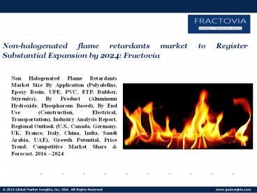 Non-Halogenated Flame Retardants Market Insights, Application & innovation, 2016-2024