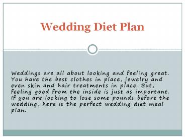 Get Free Diet Plan for Wedding | 98Fit