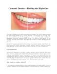 Cosmetic Dentist – Finding the Right One PowerPoint PPT Presentation