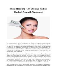 Micro-Needling – An Effective Radical Medical Cosmetic Treatment