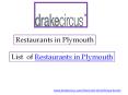 Restaurants in Plymouth PowerPoint PPT Presentation