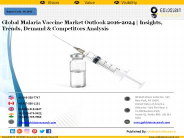 Global Malaria Vaccine Market Outlook 2016-2024 | Insights, Trends, Demand & Competitors Analysis