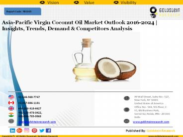 Asia-Pacific Virgin Coconut Oil Market Outlook 2016-2024 | Insights, Trends, Demand & Competitors Analysis
