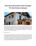 How Home Renovations Have Changed The Real Estate Landscape PowerPoint PPT Presentation