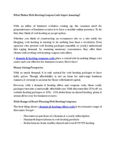 What Makes Web Hosting Coupon Code Super Amazing?