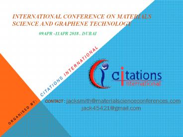 International Conference on Materials Science and Graphene Technology