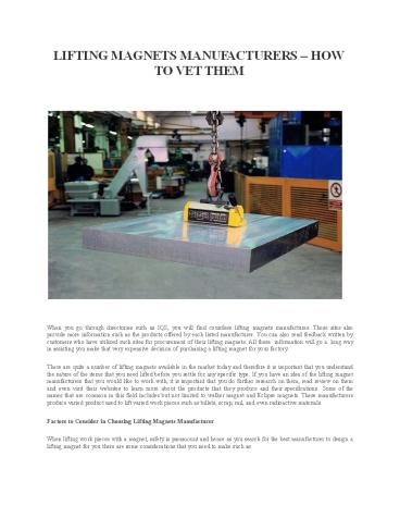 LIFTING MAGNETS MANUFACTURERS – HOW TO VET THEM