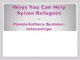 Ways You Can Help Syrian Refugees  -  Hands4others Summer internships (1) PowerPoint PPT Presentation