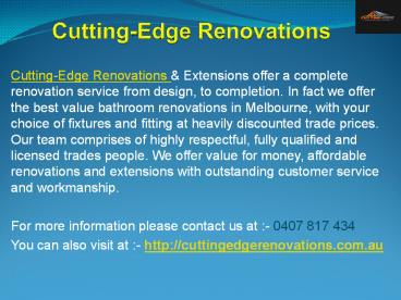 Affordable Bathroom Renovations & Home Extensions Melbourne