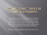 The Important Tasks Of Business Coaching