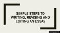 Simple Steps to Writing, Revising and Editing an Essay PowerPoint PPT Presentation