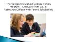 The Voyager McDonald College Tennis Program - Graduate from U.S. or Australian College with Tennis Scholarship PowerPoint PPT Presentation