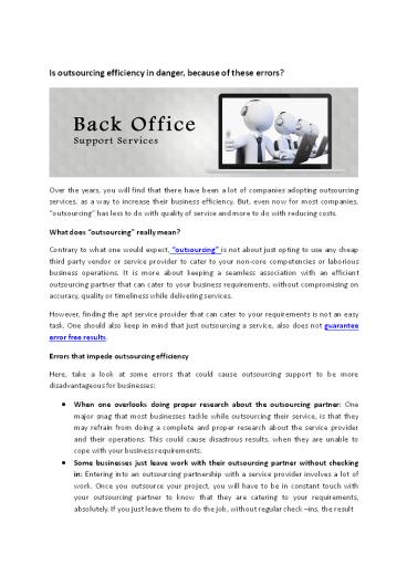 Is outsourcing efficiency in danger