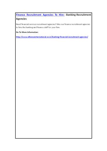 Finance Recruitment Agencies To Hire - Banking Recruitment Agencies