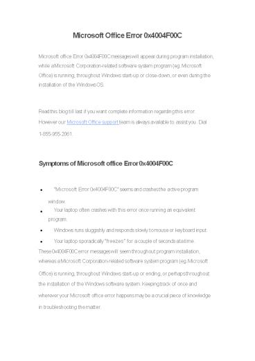 Microsoft Office Error 0x4004F00C
