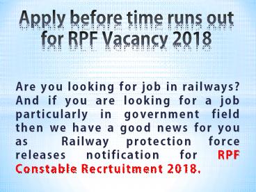 RPF vacancy 2018 released 19000+ jobs
