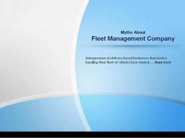 Myths About Fleet Management Company