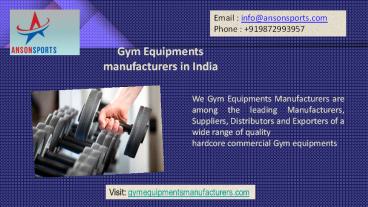 Fitness and Exercise Equipments Manufacturers