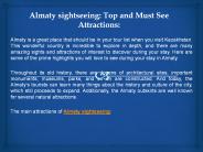 Almaty sightseeing: Top and Must See Attractions:
