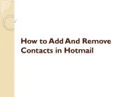 How to add and remove contacts in hotmail
