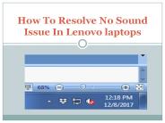 How To Resolve No Sound Issue In Lenovo laptops