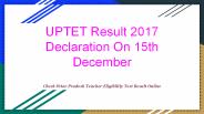 UPTET Result 2017 Declaration On 15th December